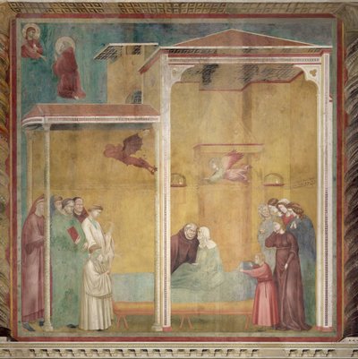 St. Franziskus erweckt die unversöhnte Frau zum Leben, um ihr Geständnis zu erleichtern, 1297-99 von Giotto di Bondone